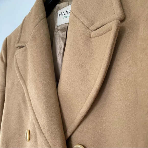 NWOT MaxMara Max&Co. Wool and Cashmere Double Breasted Coat in Camel - Picture 3 of 14